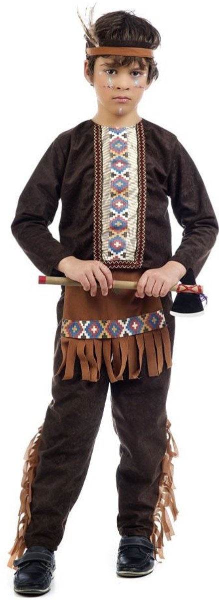 Indiaan Kostuum | Zoevende Tomahawk Apache Indiaan | Jongen | Maat 110 | Carnaval kostuum | Verkleedkleding